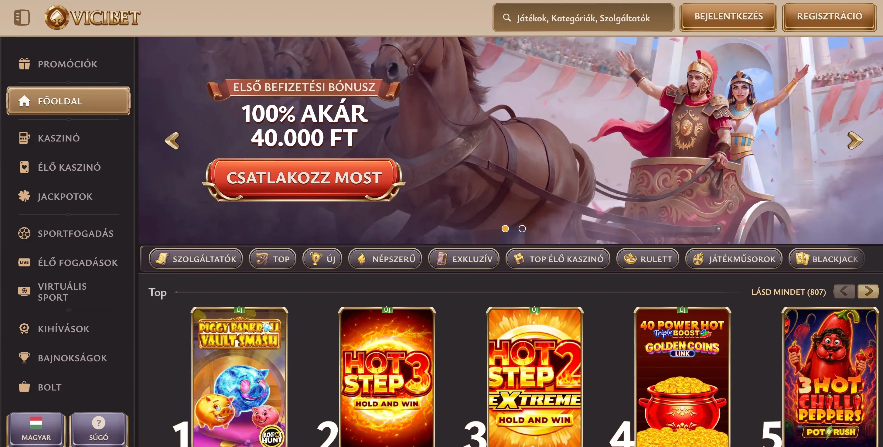 The Vicibet casino website